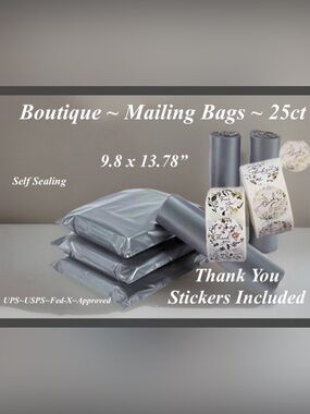 Poly Mailing Bags 9.8 X 13.78” W/Thank You Stickers~25ct & 25ct of Each 〰️🆕〰️